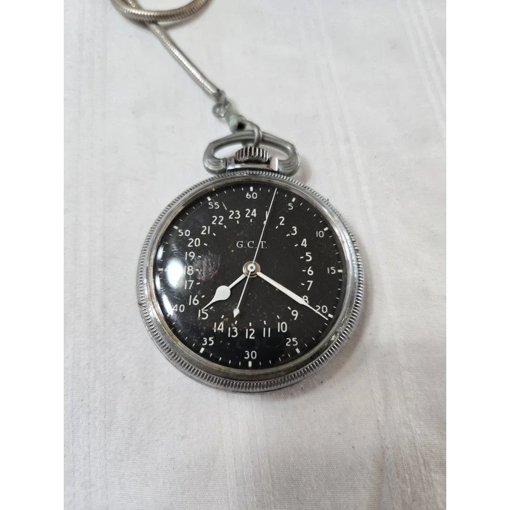 Vintage Hamilton G.C.T. Military Navigation Watch – 24 Hour Dial – Working